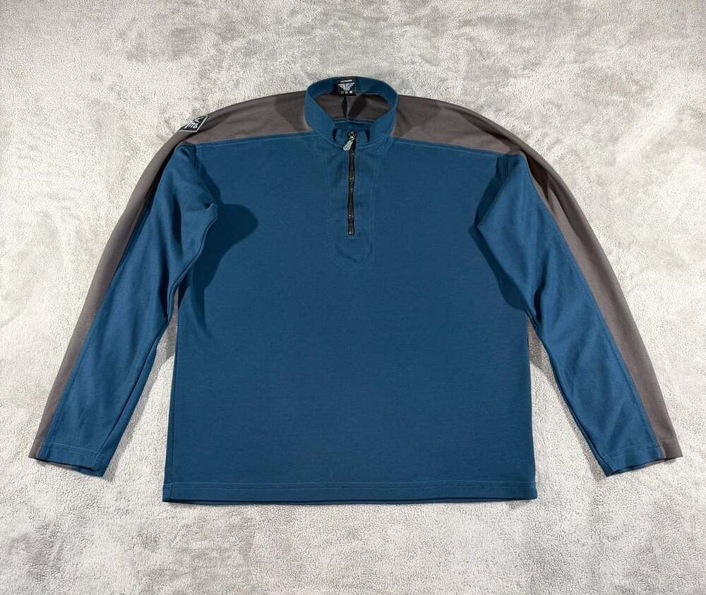 PrAna Breathe 1/4 Zip Performance Pullover Size L Blue Gray Long Sleeve Shirt